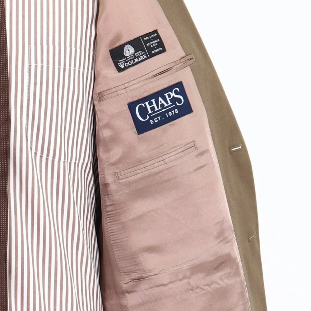 Chaps 40R Beige Solid 2-Button Sport Coat Blazer Jacket V810